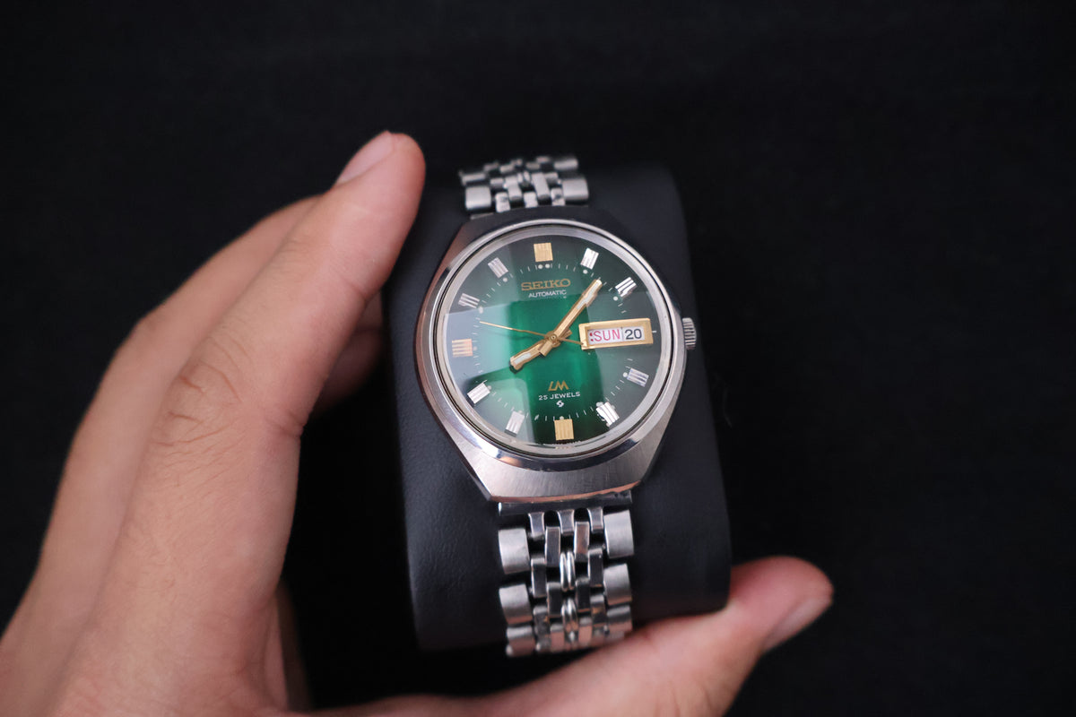 (SERVICED) Rare Vintage 1973 Seiko Lord Matic LM Emerald Green 23 Jewels 5606-7300
