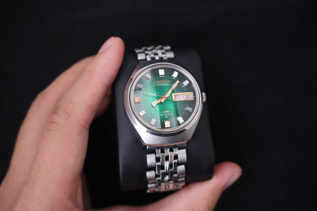 (SERVICED) Rare Vintage 1973 Seiko Lord Matic LM Emerald Green 23 Jewels 5606-7300