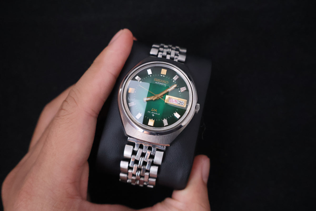 (SERVICED) Rare Vintage 1973 Seiko Lord Matic LM Emerald Green 23 Jewels 5606-7300