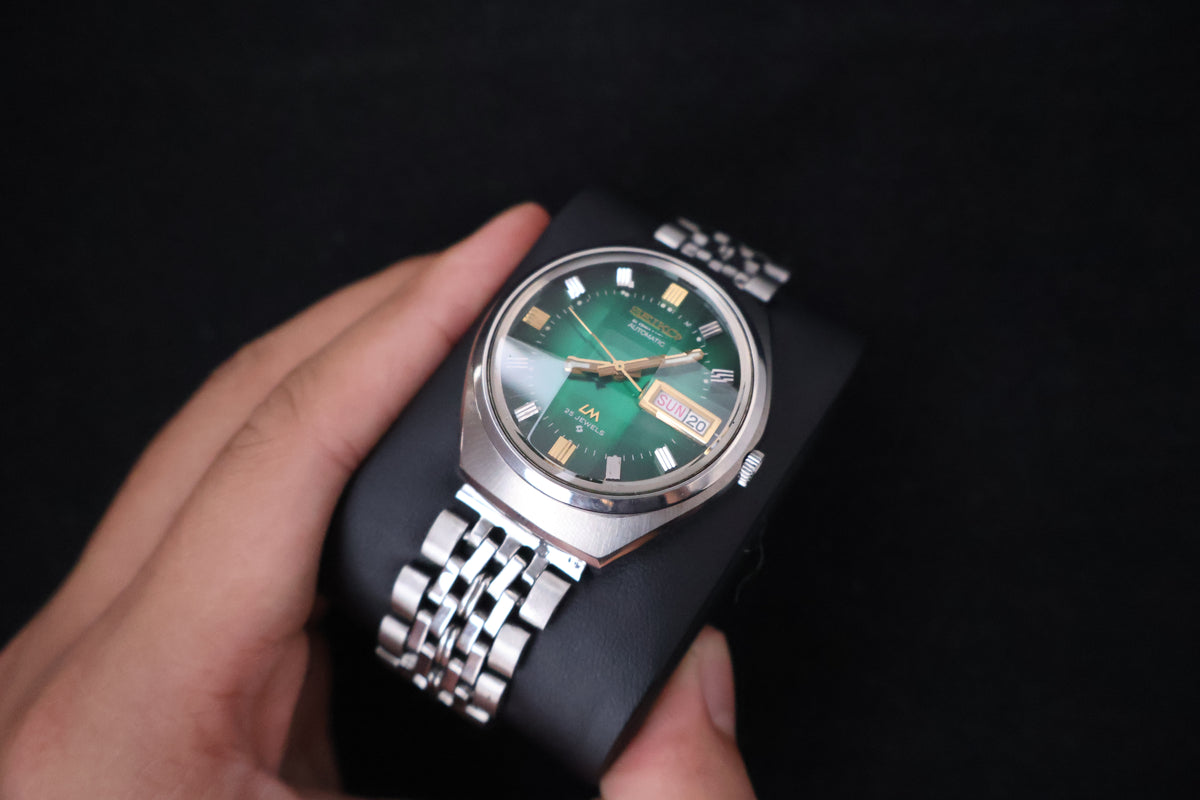 (SERVICED) Rare Vintage 1973 Seiko Lord Matic LM Emerald Green 23 Jewels 5606-7300