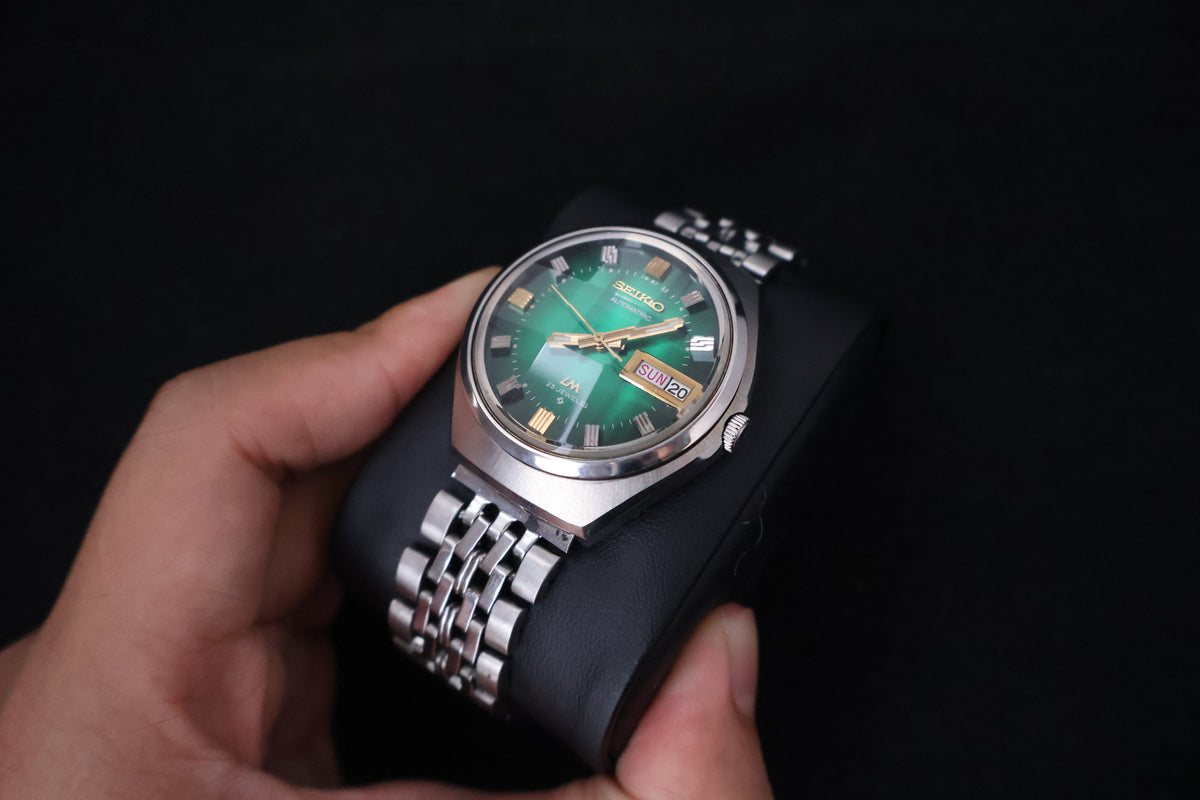 (SERVICED) Rare Vintage 1973 Seiko Lord Matic LM Emerald Green 23 Jewels 5606-7300