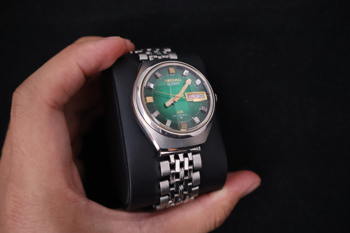 (SERVICED) Rare Vintage 1973 Seiko Lord Matic LM Emerald Green 23 Jewels 5606-7300