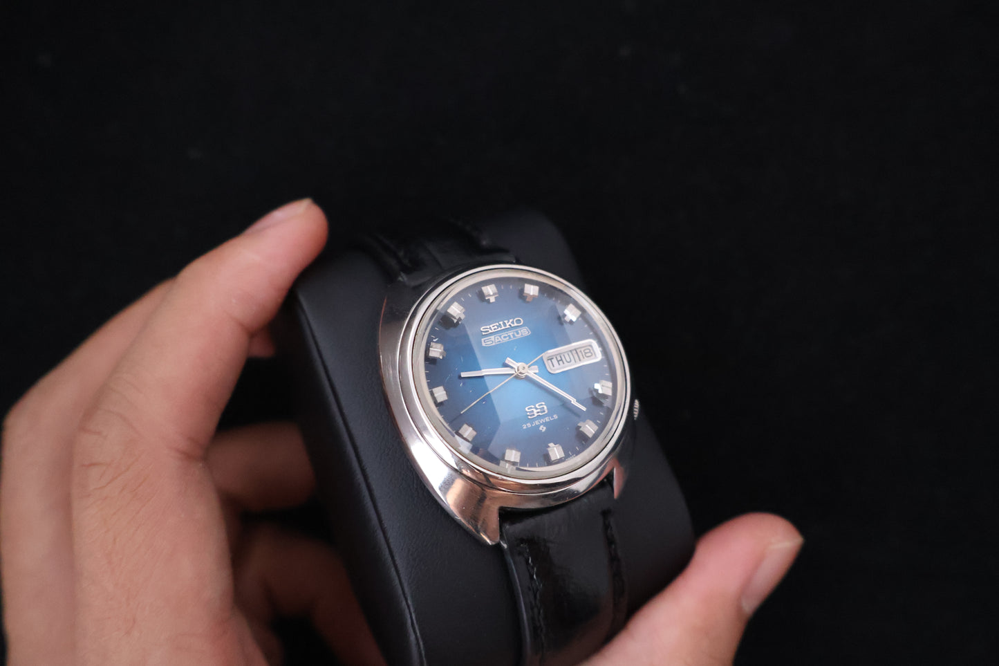 (SERVICED) Rare Vintage 1972 Seiko 5 Actus SS Blue Dial 25 Jewels 6106-7600