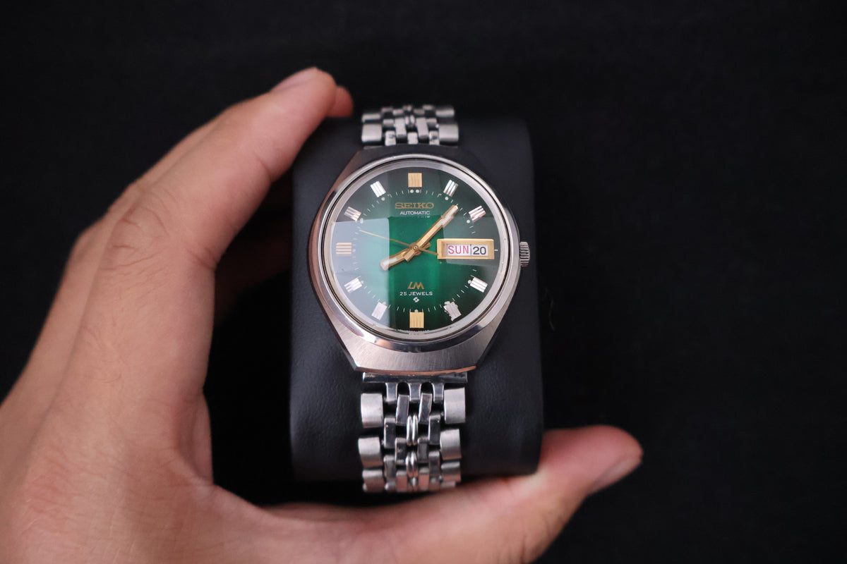 (SERVICED) Rare Vintage 1973 Seiko Lord Matic LM Emerald Green 23 Jewels 5606-7300