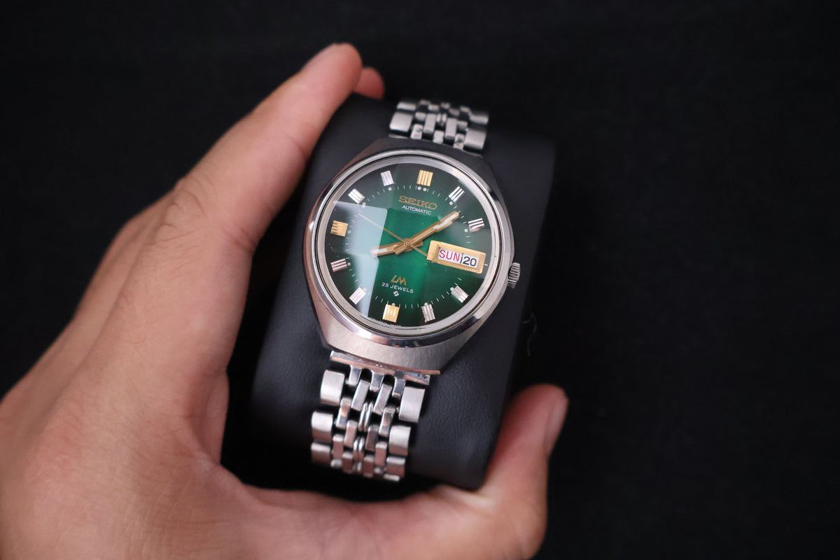 (SERVICED) Rare Vintage 1973 Seiko Lord Matic LM Emerald Green 23 Jewels 5606-7300