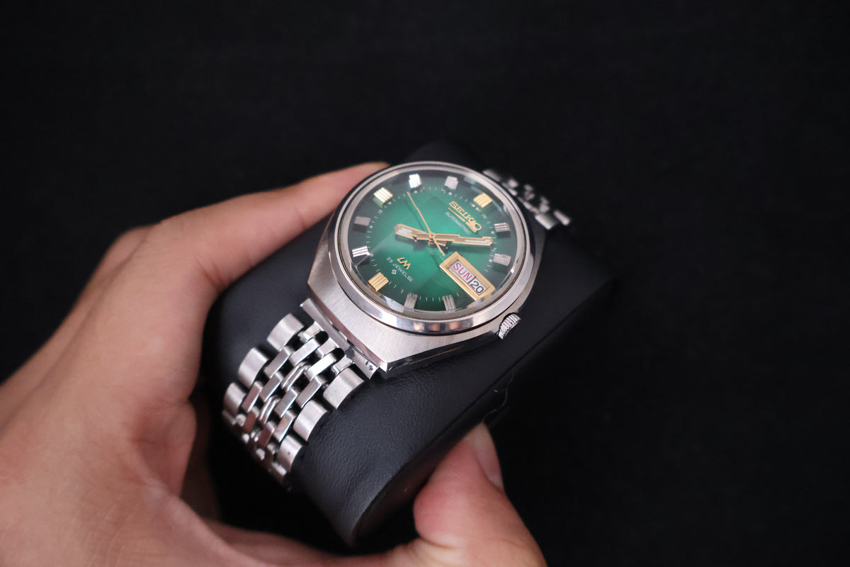 (SERVICED) Rare Vintage 1973 Seiko Lord Matic LM Emerald Green 23 Jewels 5606-7300