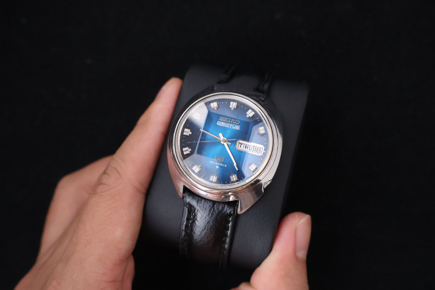 (SERVICED) Rare Vintage 1972 Seiko 5 Actus SS Blue Dial 25 Jewels 6106-7600