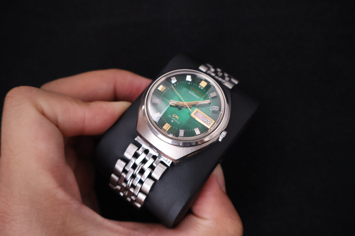 (SERVICED) Rare Vintage 1973 Seiko Lord Matic LM Emerald Green 23 Jewels 5606-7300