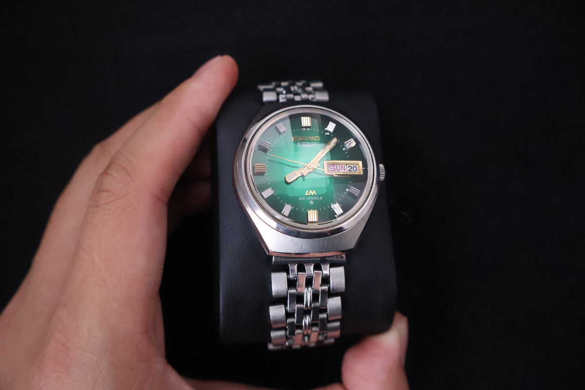 (SERVICED) Rare Vintage 1973 Seiko Lord Matic LM Emerald Green 23 Jewels 5606-7300