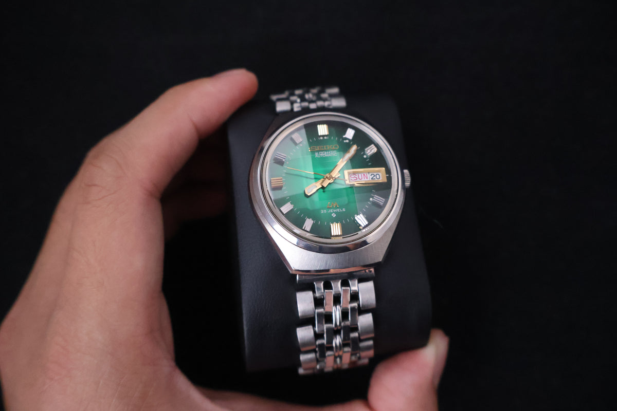 (SERVICED) Rare Vintage 1973 Seiko Lord Matic LM Emerald Green 23 Jewels 5606-7300
