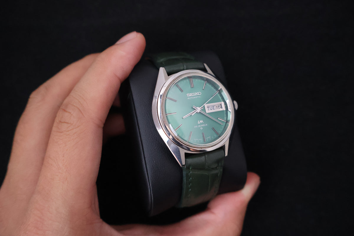 (SERVICED) Rare Vintage 1973 Seiko Lord Matic LM Green Dial 25 Jewels 5606-7191