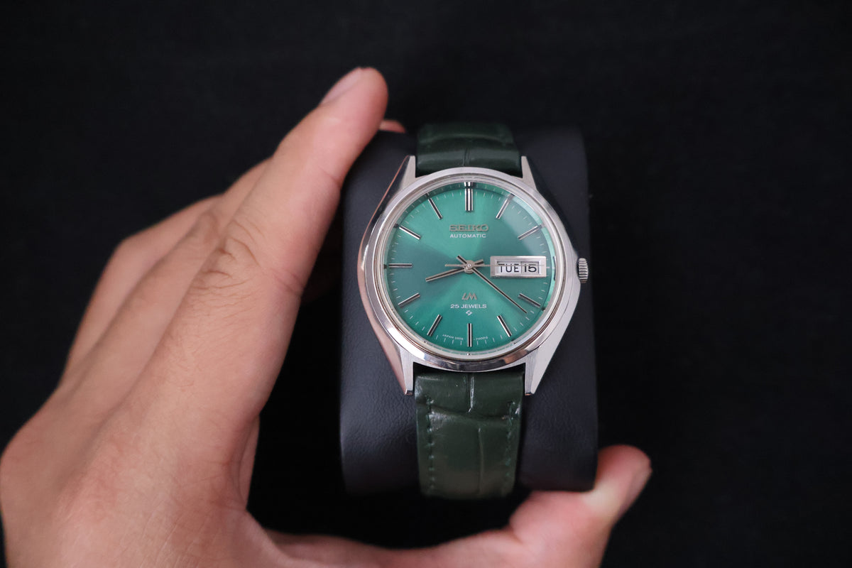 (SERVICED) Rare Vintage 1973 Seiko Lord Matic LM Green Dial 25 Jewels 5606-7191