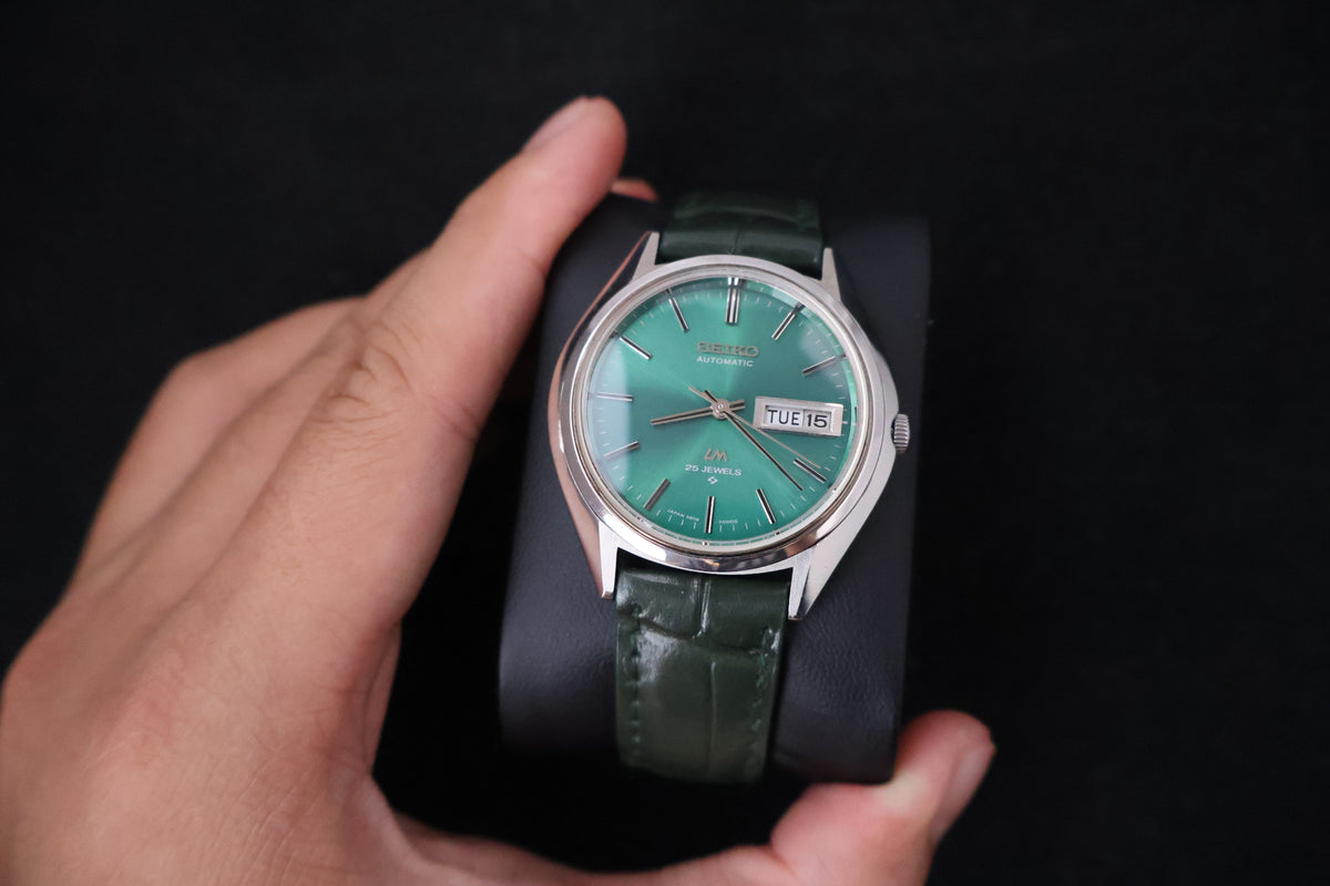 (SERVICED) Rare Vintage 1973 Seiko Lord Matic LM Green Dial 25 Jewels 5606-7191