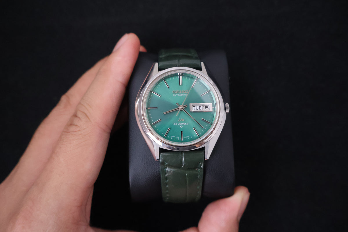 (SERVICED) Rare Vintage 1973 Seiko Lord Matic LM Green Dial 25 Jewels 5606-7191