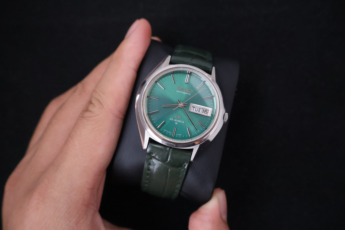 (SERVICED) Rare Vintage 1973 Seiko Lord Matic LM Green Dial 25 Jewels 5606-7191