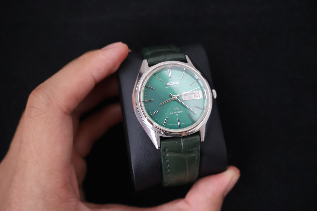 (SERVICED) Rare Vintage 1973 Seiko Lord Matic LM Green Dial 25 Jewels 5606-7191