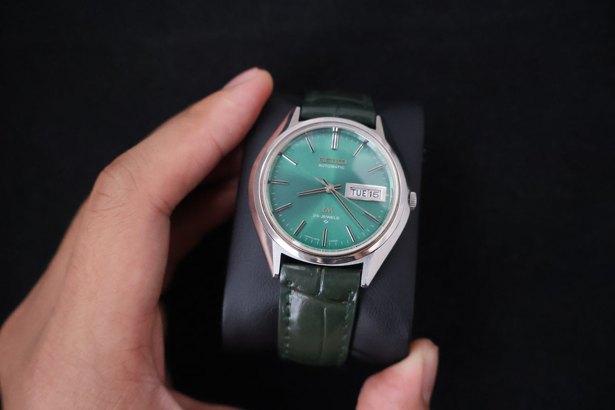 (SERVICED) Rare Vintage 1973 Seiko Lord Matic LM Green Dial 25 Jewels 5606-7191