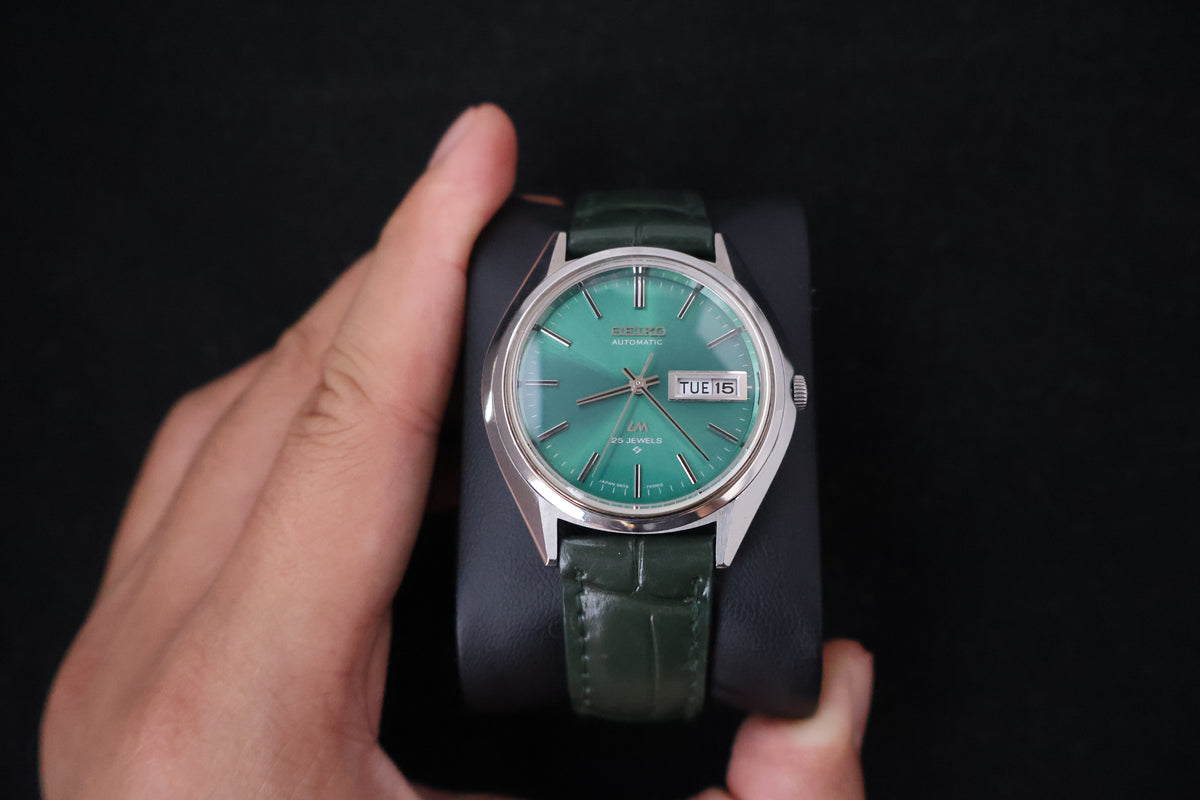 (SERVICED) Rare Vintage 1973 Seiko Lord Matic LM Green Dial 25 Jewels 5606-7191
