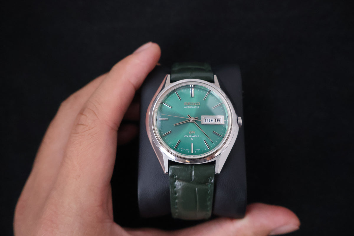 (SERVICED) Rare Vintage 1973 Seiko Lord Matic LM Green Dial 25 Jewels 5606-7191