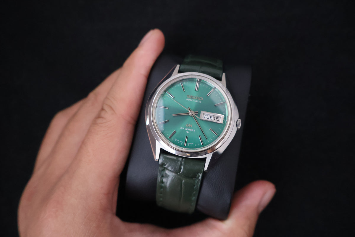 (SERVICED) Rare Vintage 1973 Seiko Lord Matic LM Green Dial 25 Jewels 5606-7191