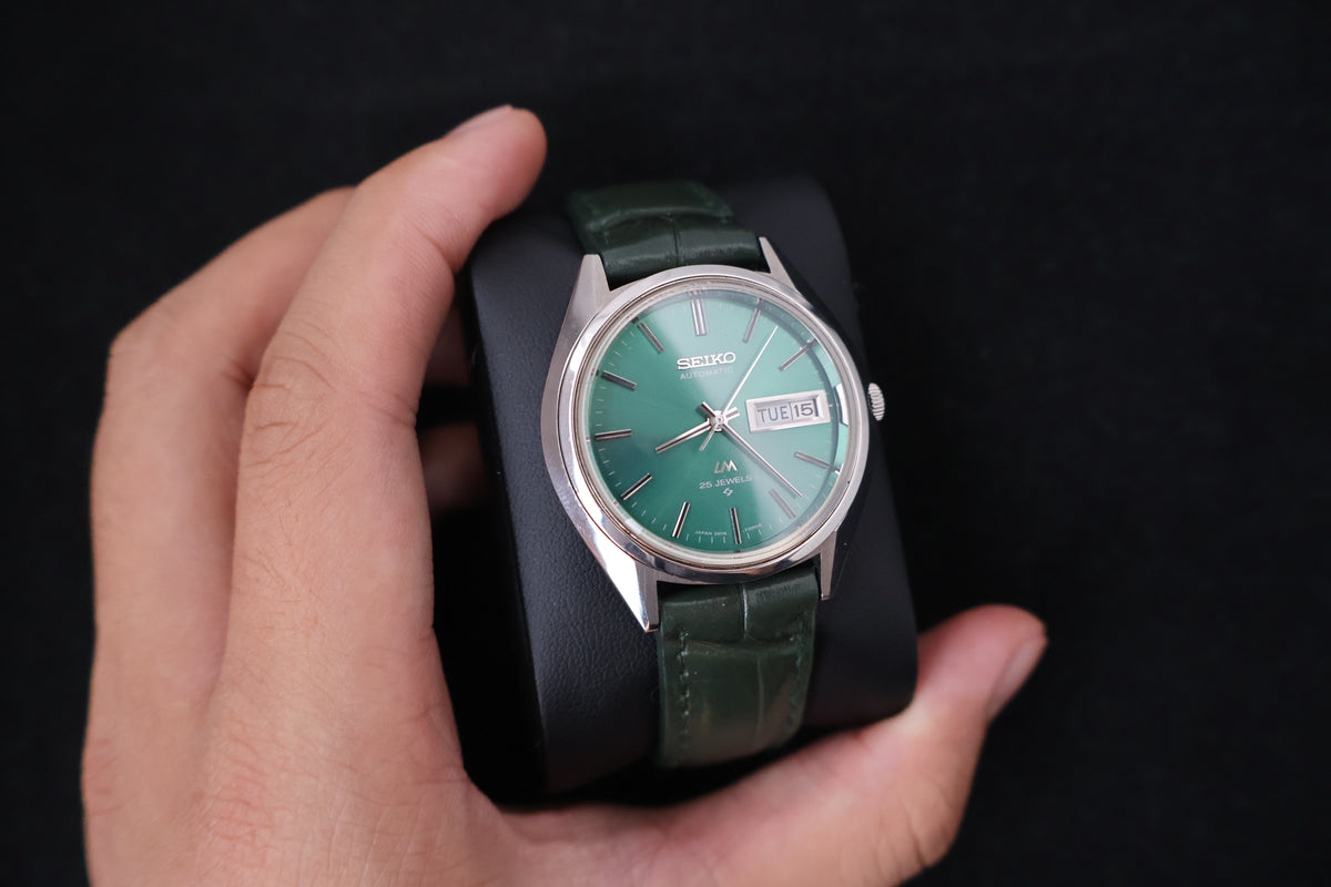 (SERVICED) Rare Vintage 1973 Seiko Lord Matic LM Green Dial 25 Jewels 5606-7191