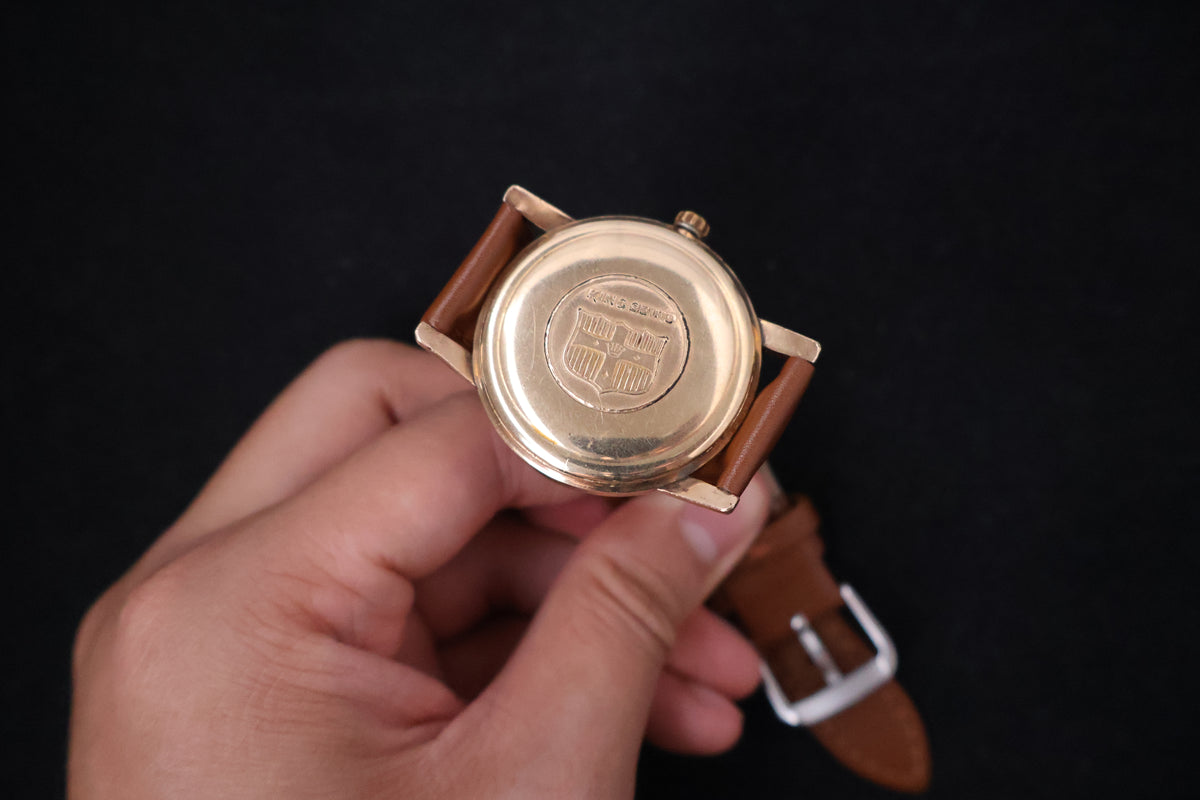 (SERVICED) Rare Vintage 1960s King Seiko First Gen Shield Medallion 14K Gold 25 Jewels - J14102E