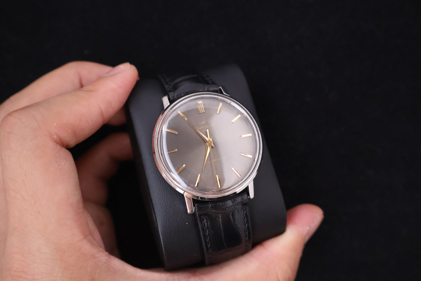 (SERVICED) Rare Vintage 1963 Seikomatic Slim 30 Jewels Black Dial - 830 15018