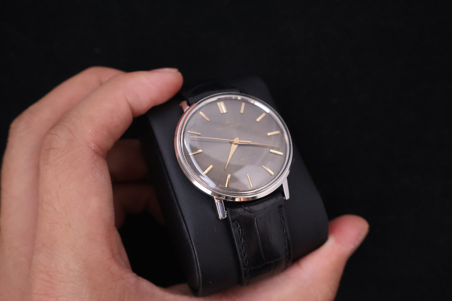 (SERVICED) Rare Vintage 1963 Seikomatic Slim 30 Jewels Black Dial - 830 15018